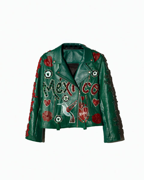Chaqueta de Cuero Mexicana Verde