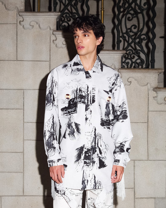 Camisa sketches con flecos