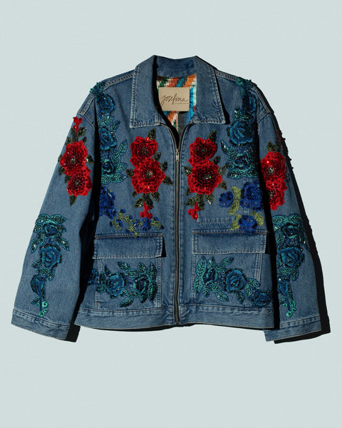 Chaqueta Denim Rosas y Corazon