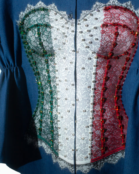 Camisa mezclilla estilo corset bordado