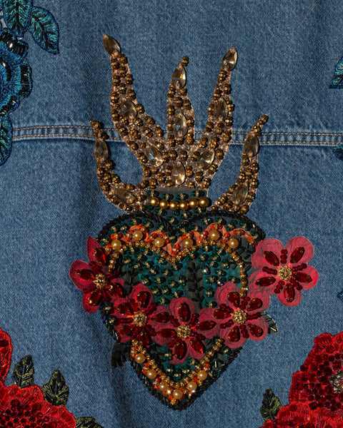 Chaqueta Denim Rosas y Corazon