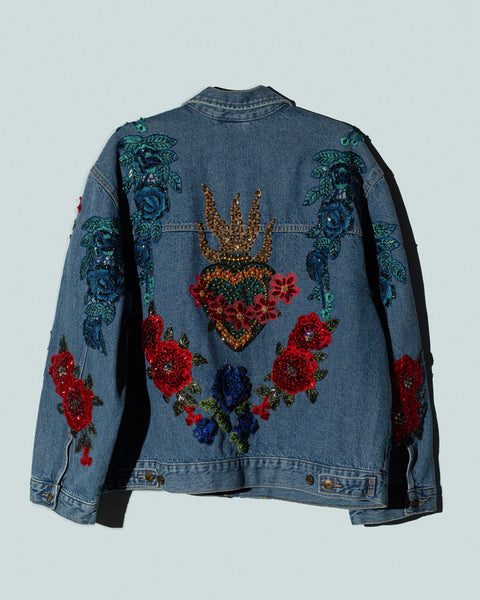 Chaqueta Denim Rosas y Corazon