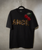 T shirt negra AMOR animal print bordada