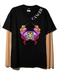 T shirt negra Cáncer con mangas de mesh bordadas