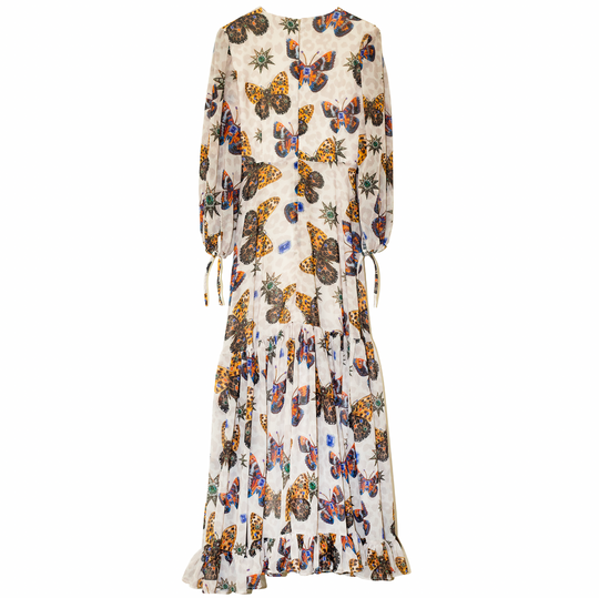 Vestido maxi beige mariposas