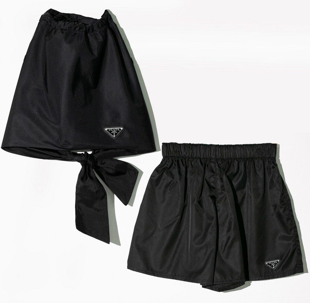 PRADA Black Re-Nylon Crop Top + short