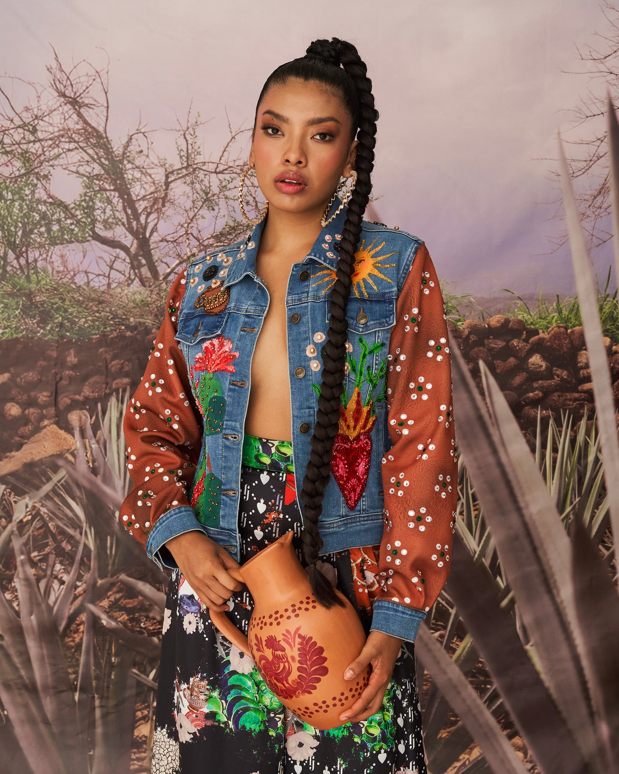 Denim jacket íconos + jarritos