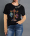 T shirt negra Libra con mangas de mesh bordadas