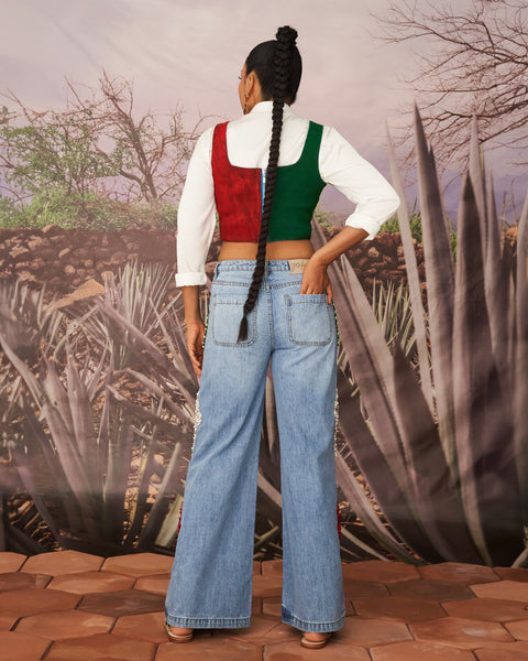 Handpainted corset tricolor