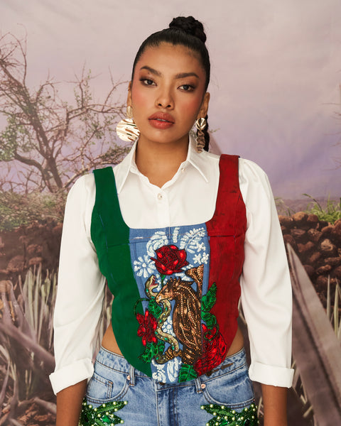 Handpainted corset tricolor