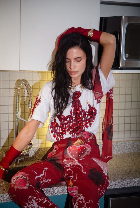 T shirt blanca candelabro