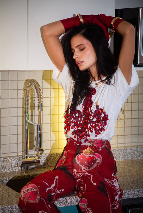 T shirt blanca candelabro