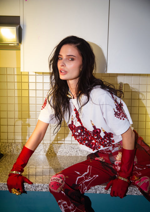 T shirt blanca candelabro