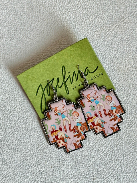 Aretes cowgirl rosas