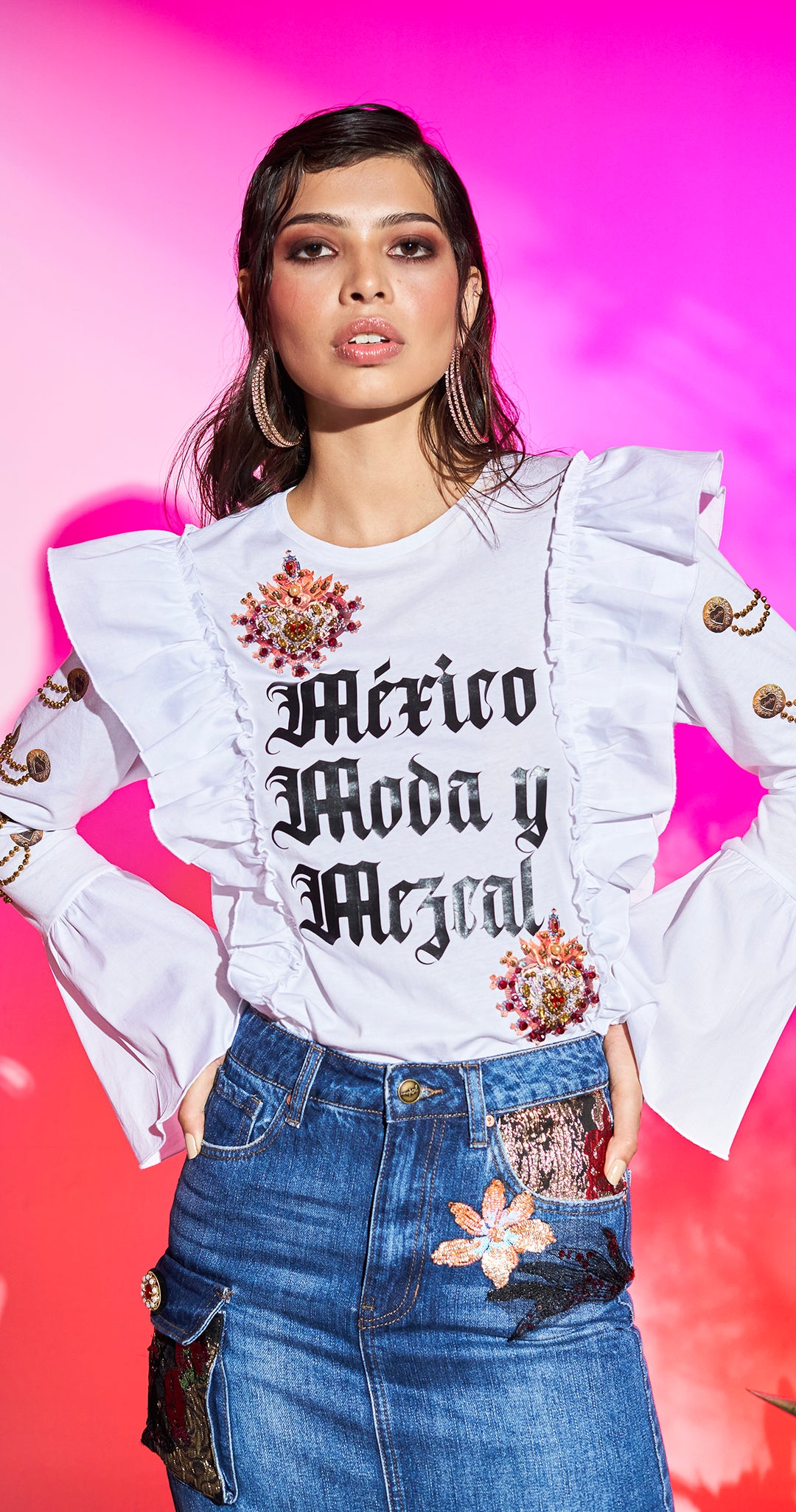 BLUSA BLANCA CON OLANES MÉXICO, MODA Y MEZCAL