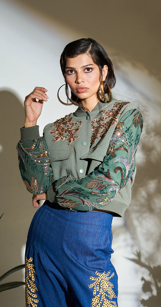BOMBER JACKET VERDE CORAZÓN