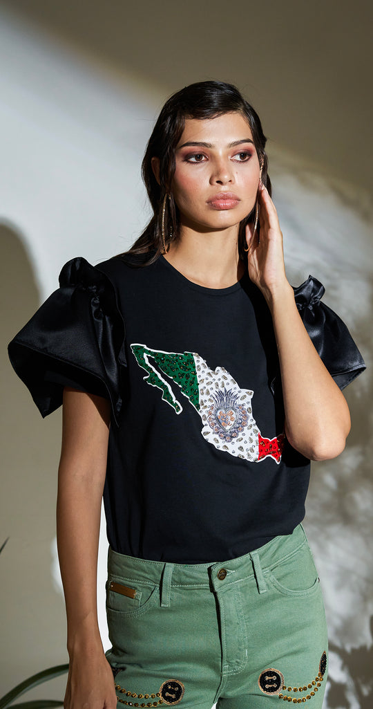 BLUSA NEGRA MAPA CORAZÓN