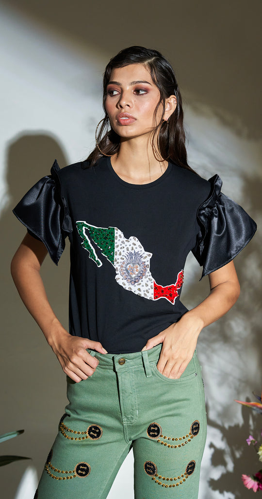 BLUSA NEGRA MAPA CORAZÓN