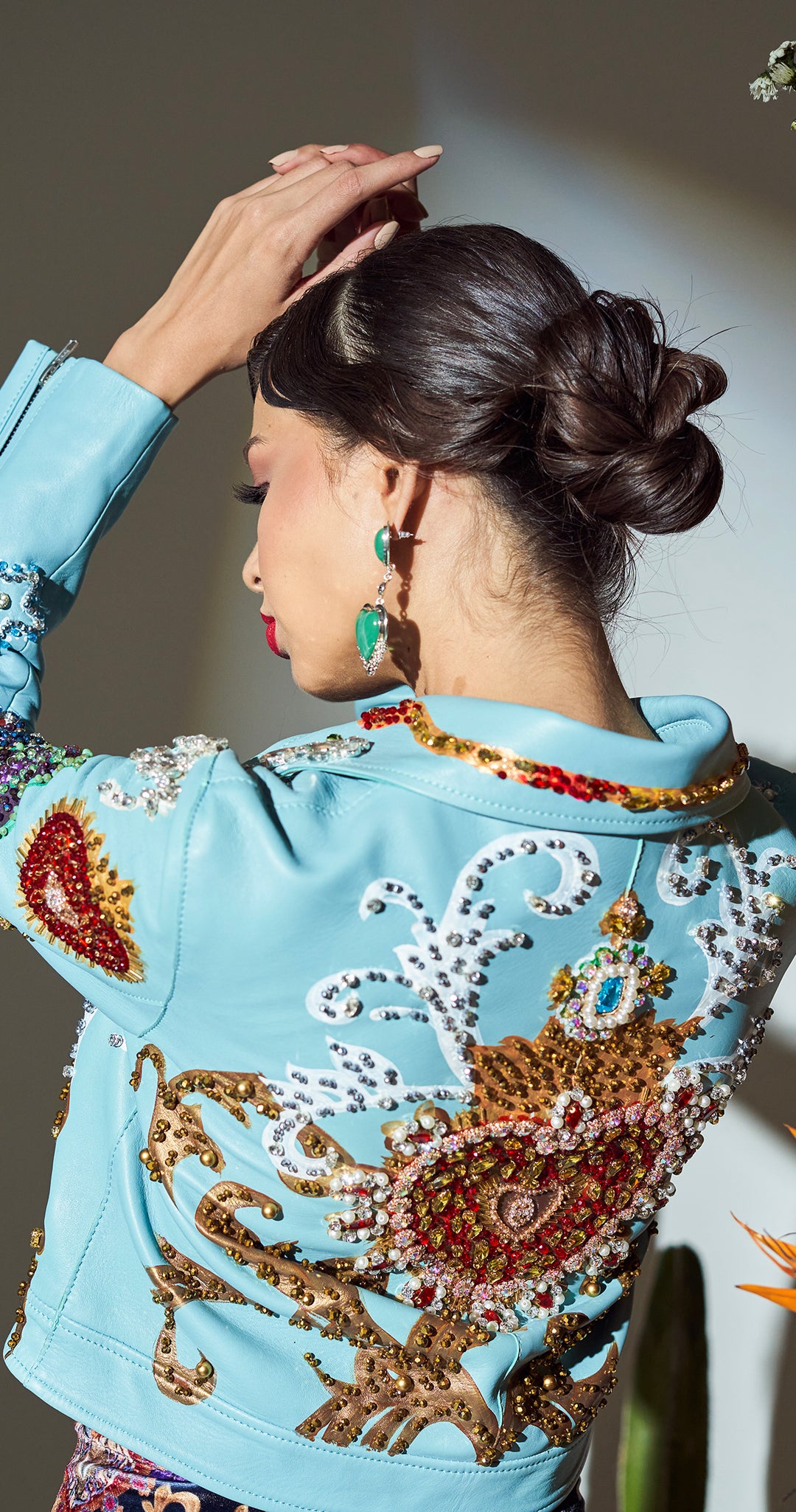 BIKER JACKET MINT PAISLEY Y CORAZONES