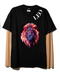T shirt negra Leo con mangas de mesh bordadas
