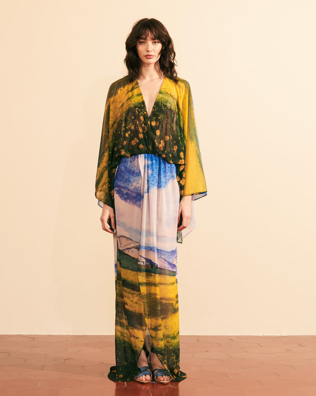 Vestido shiffon jardín