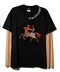 T shirt negra Sagitario con mangas de mesh bordadas
