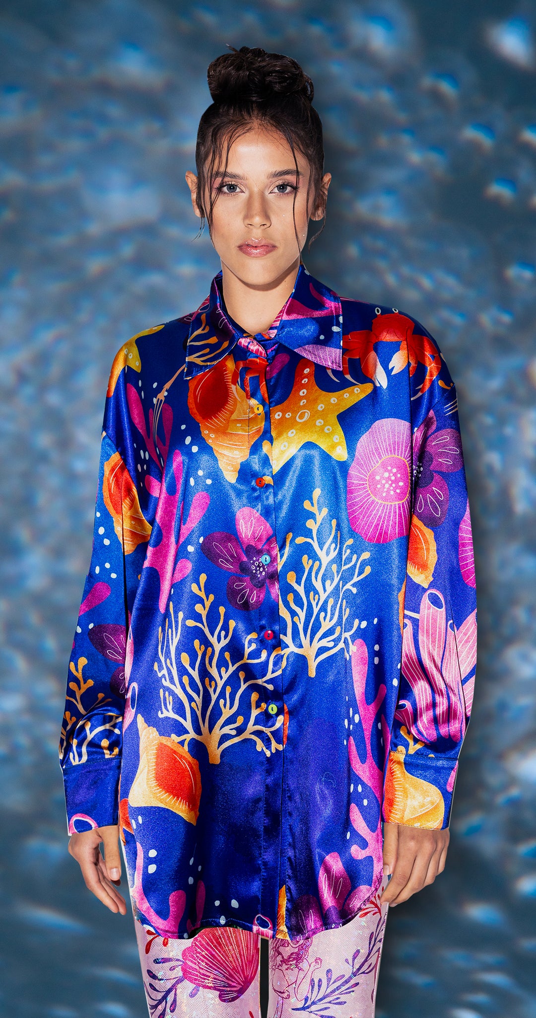 Camisera satin azul corales