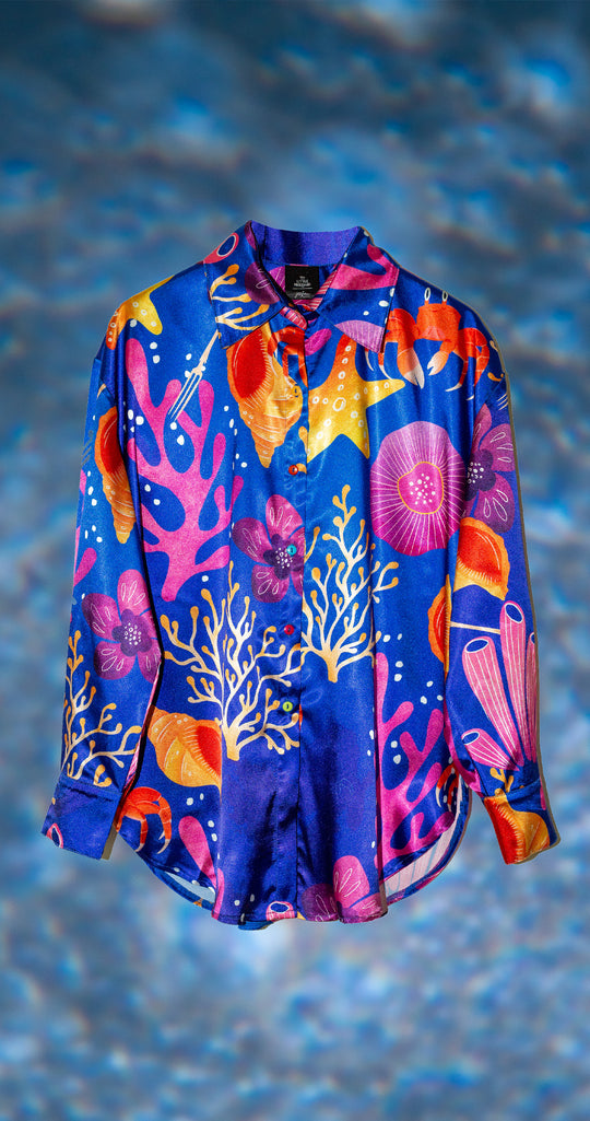 Camisera satin azul corales