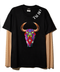 T shirt negra Tauro con mangas de mesh bordadas