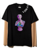 T shirt negra Virgo con mangas de mesh bordadas