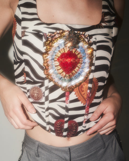 Corset zebra con sagrados corazones