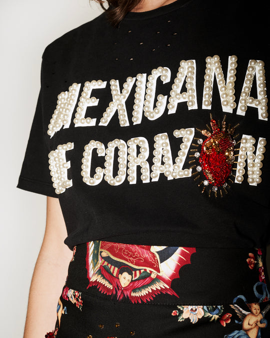 T shirt negra "Mexicana de Corazón"