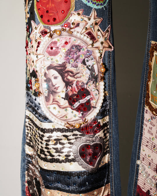 Jeans con valenciana Parches con cristales