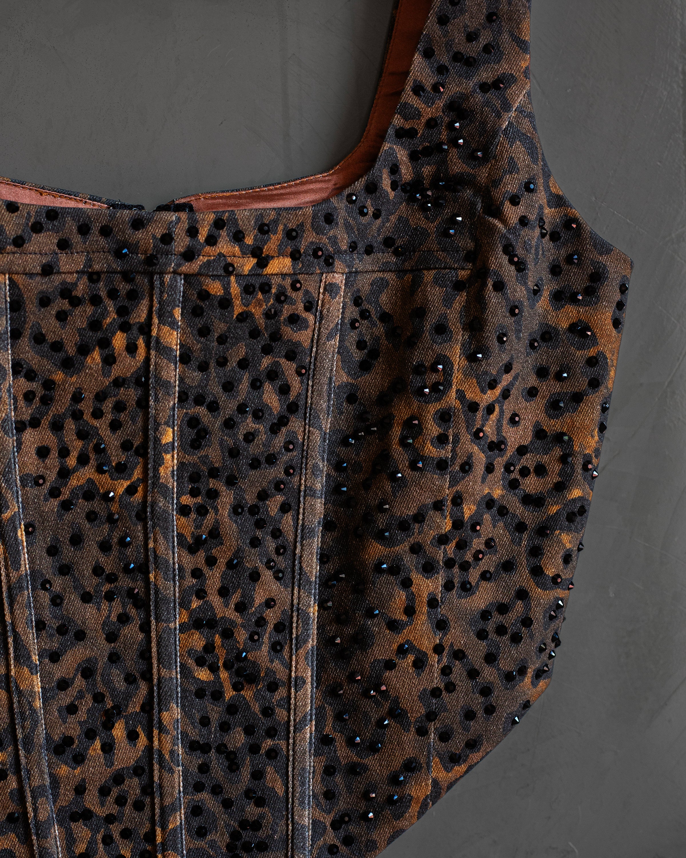 Corset animal print con cristales