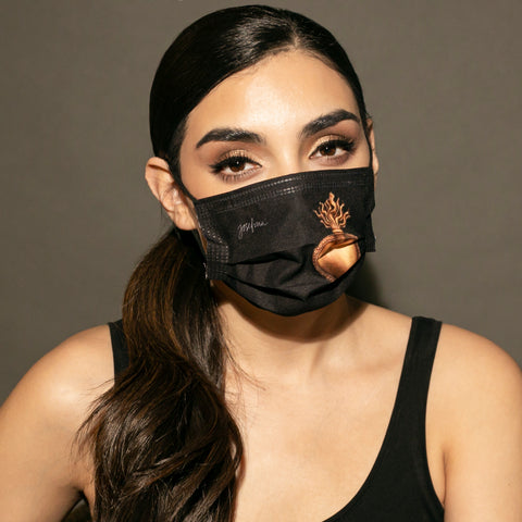 Cubrebocas Sagrado Corazón dorado