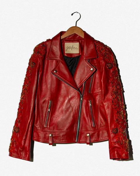 Red Leather Jacket "Always Look Iconic"
