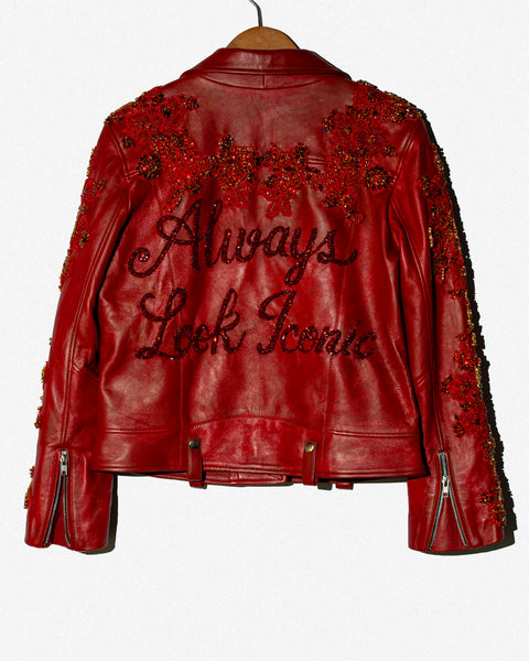 Red Leather Jacket "Always Look Iconic"