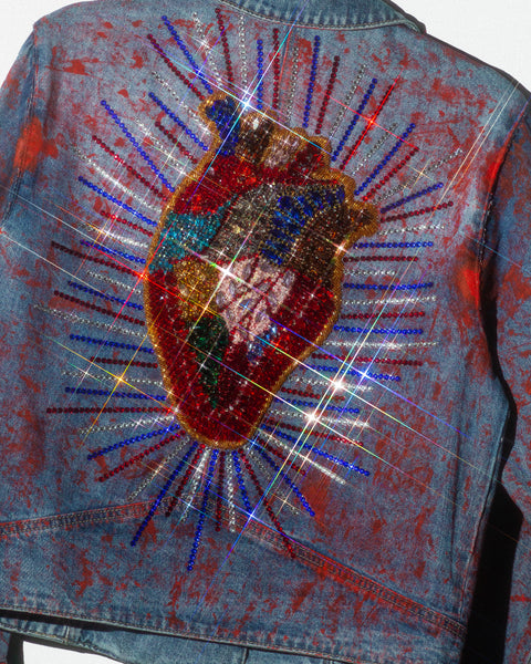 Denim Jacket Corazones Rojos