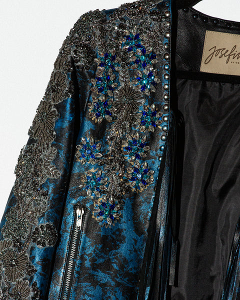 Leather Jacket Blue Heart