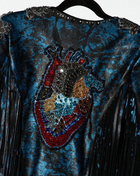 Leather Jacket Blue Heart