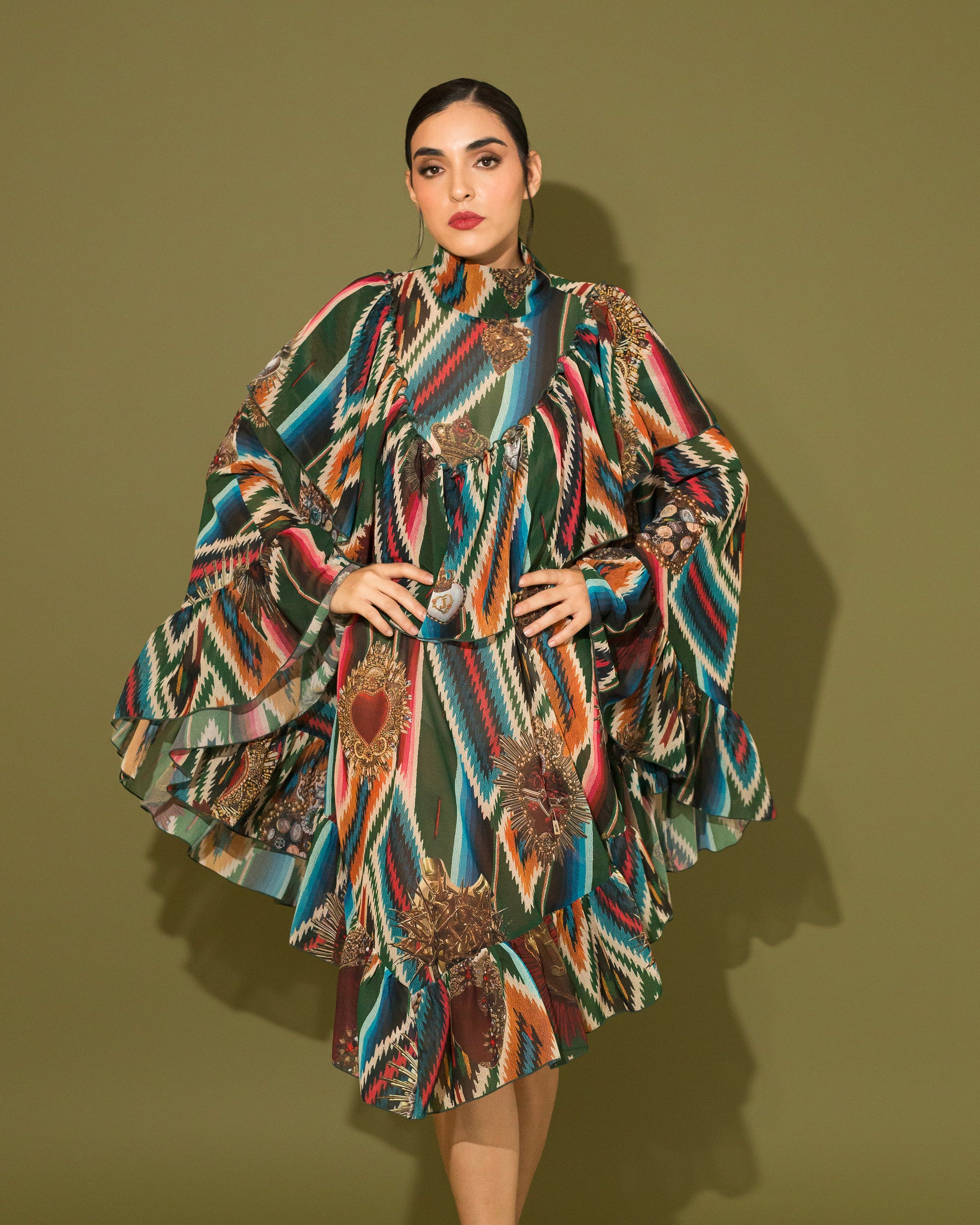 Capa de chiffon con olanes