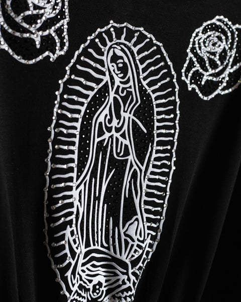 Vestido negro virgen con rosas