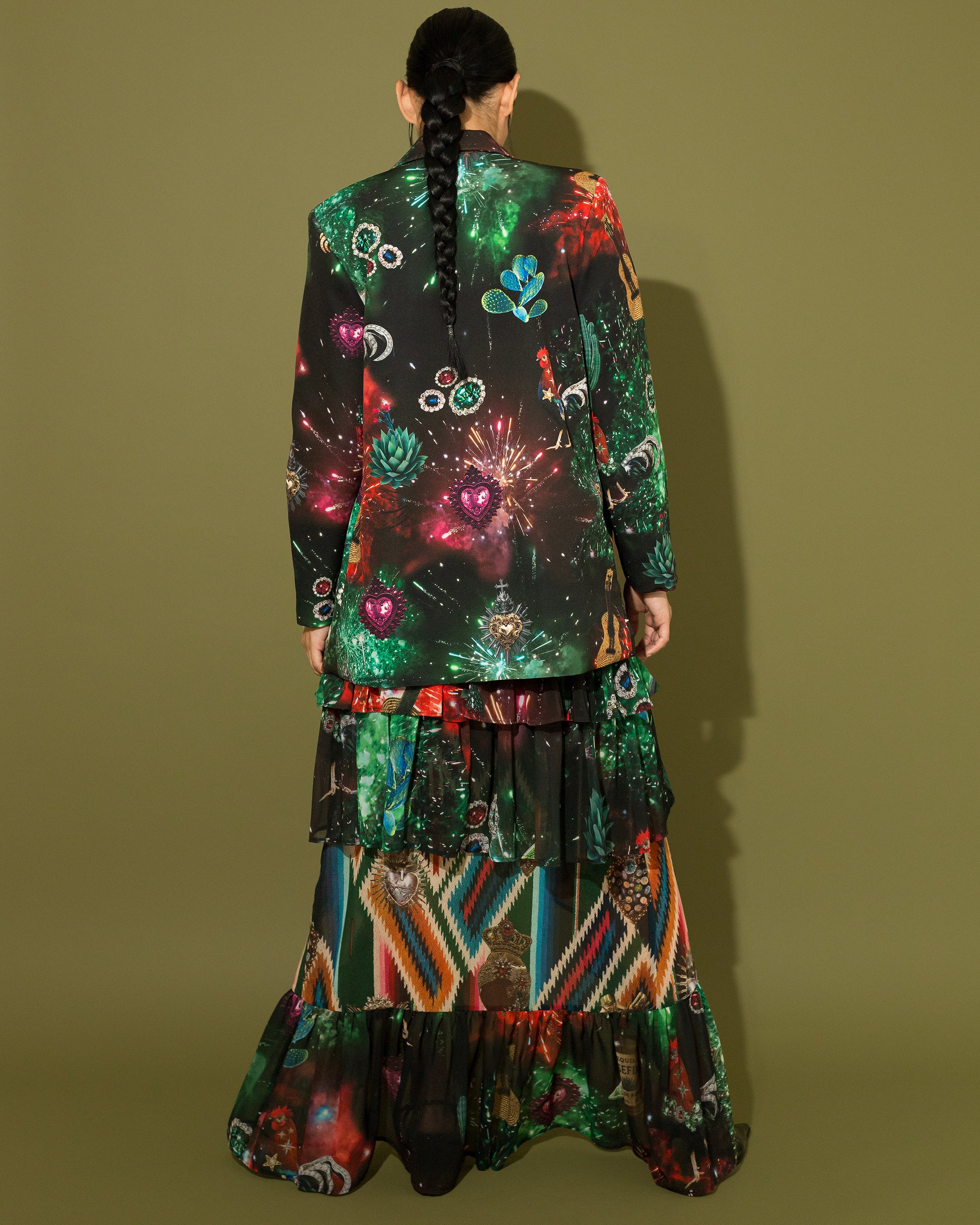 Maxi skirt con olanes Fireworks
