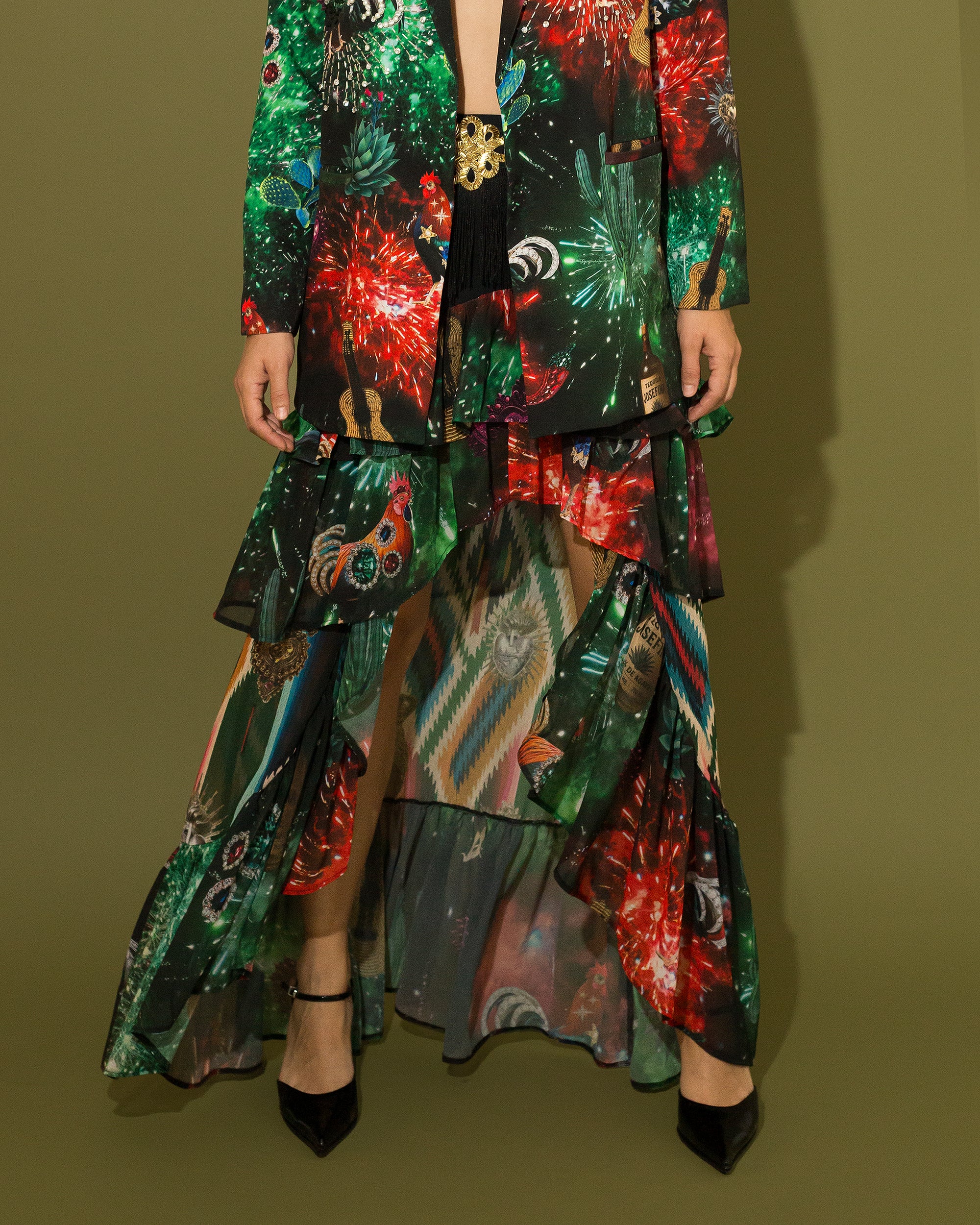 Maxi skirt con olanes Fireworks