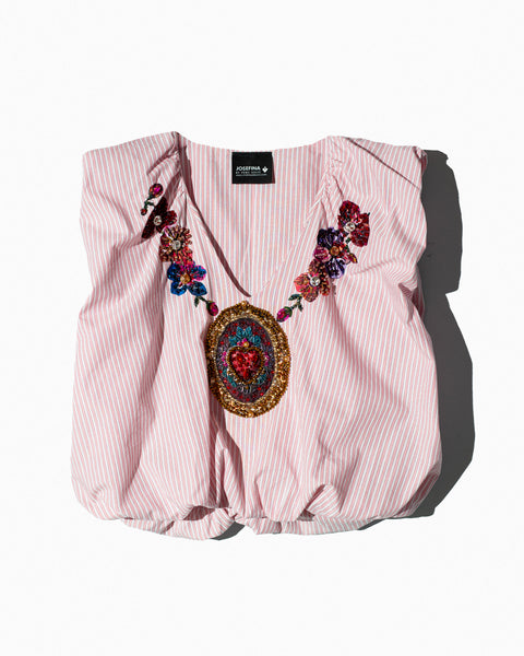 Blusa Rayas Rosas con medallón de corazón