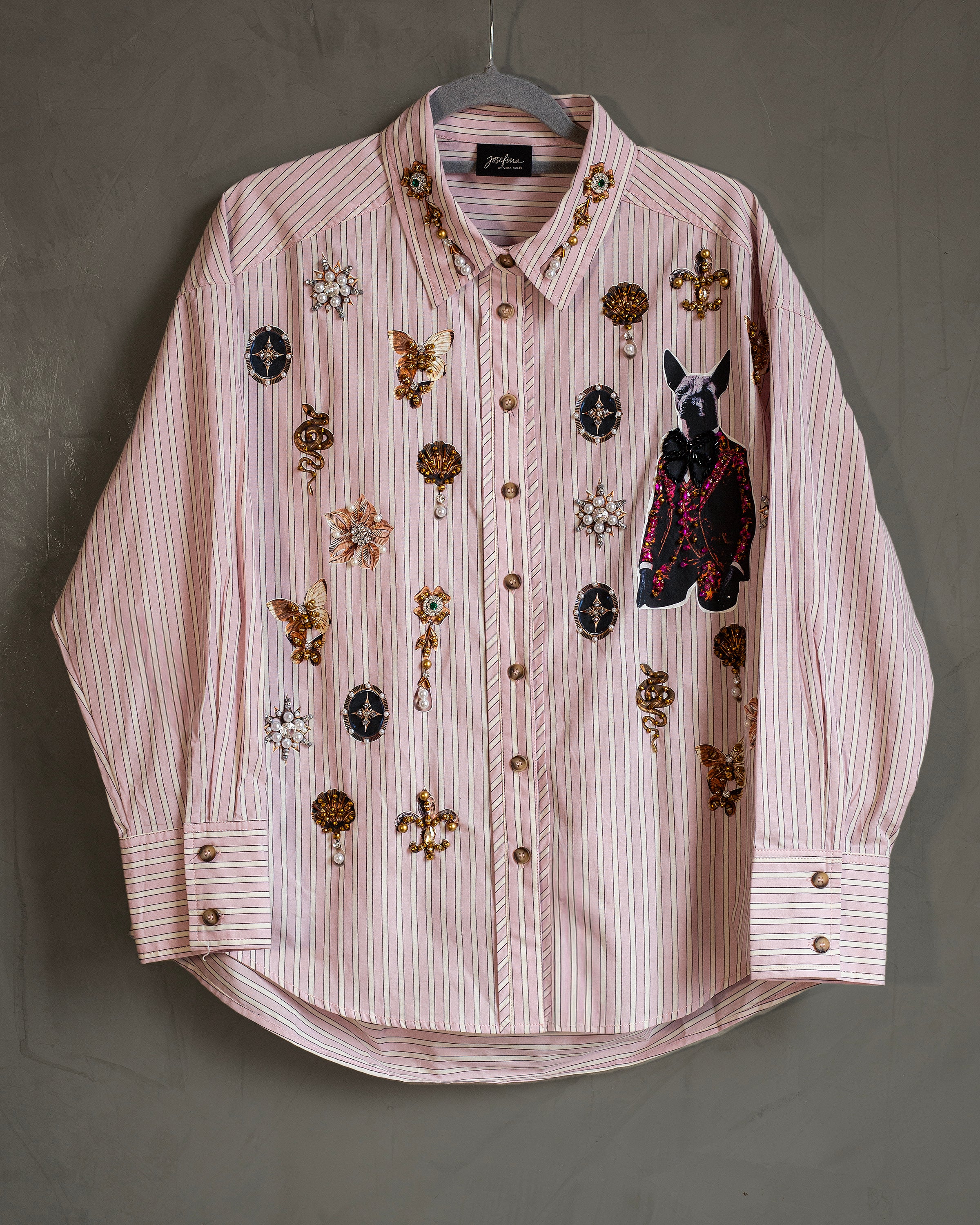 Camisera rayas rosa con charms