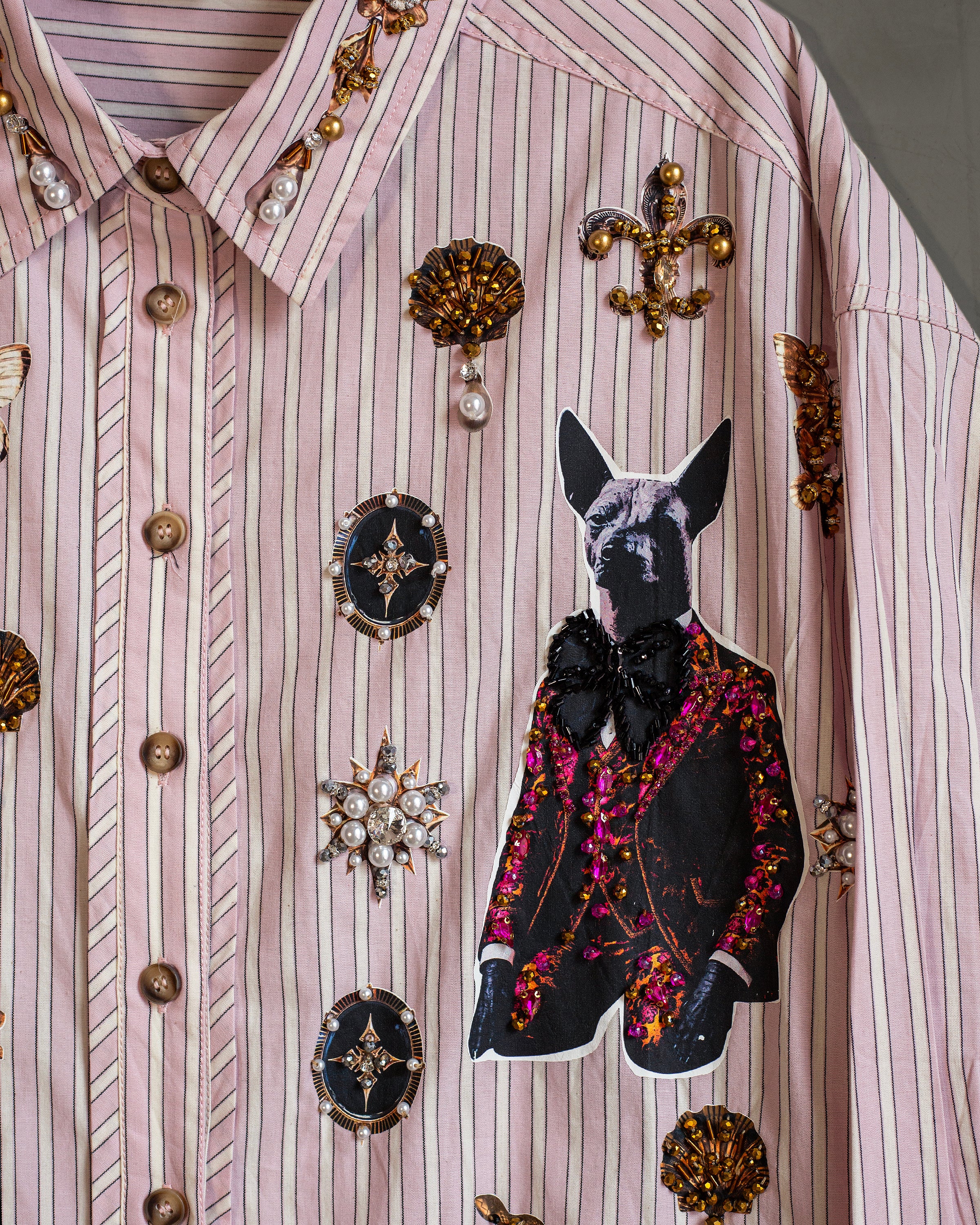 Camisera rayas rosa con charms
