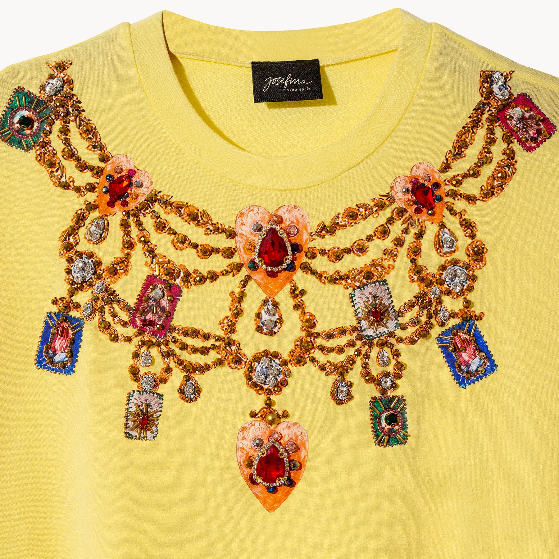 Coordinado amarillo collar escapularios