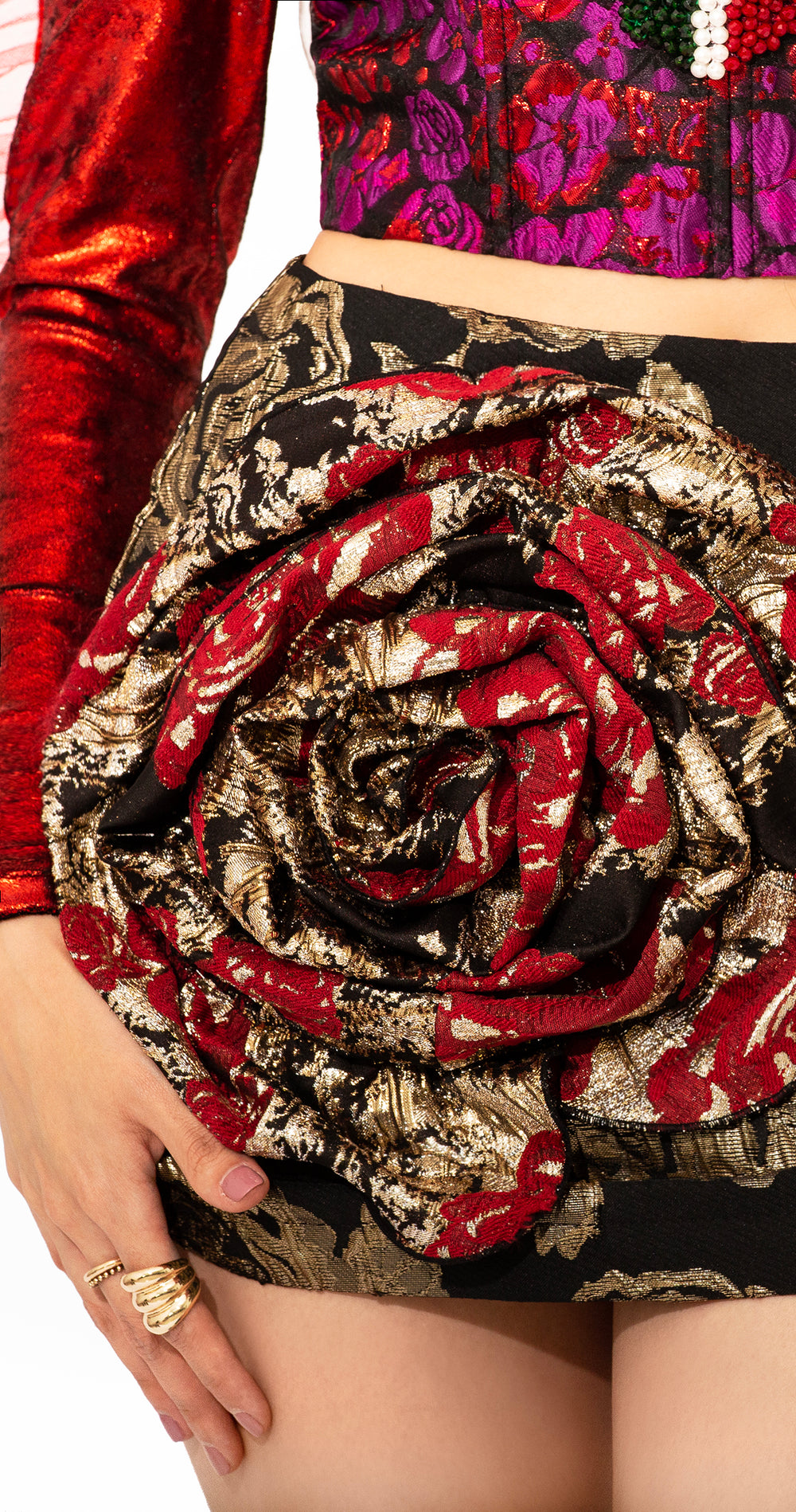 MINI SKIRT BROCADO CON FLOR