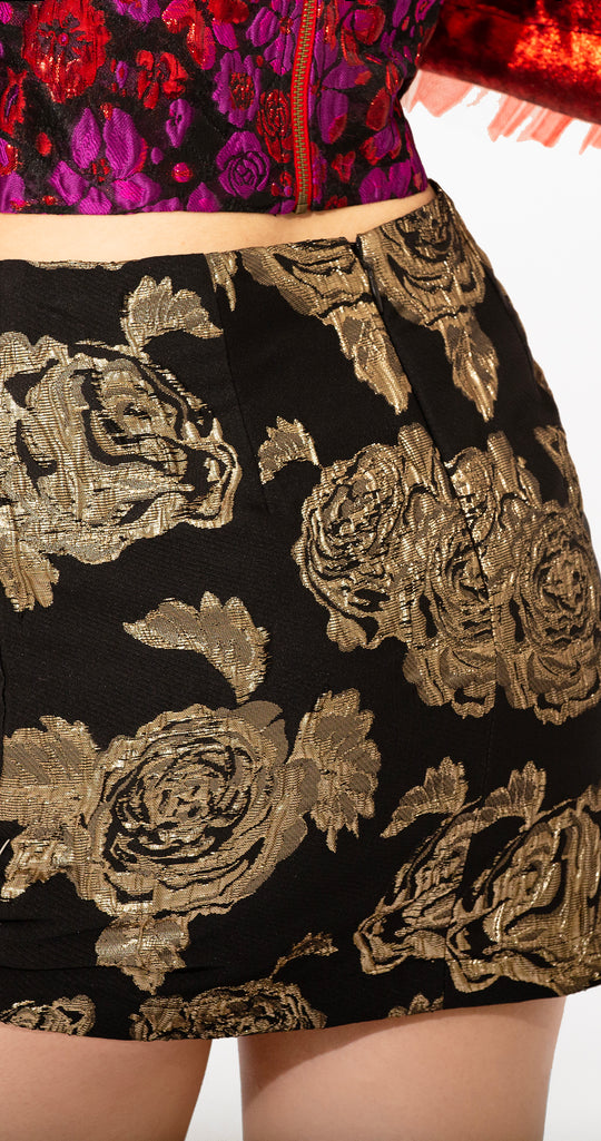 MINI SKIRT BROCADO CON FLOR